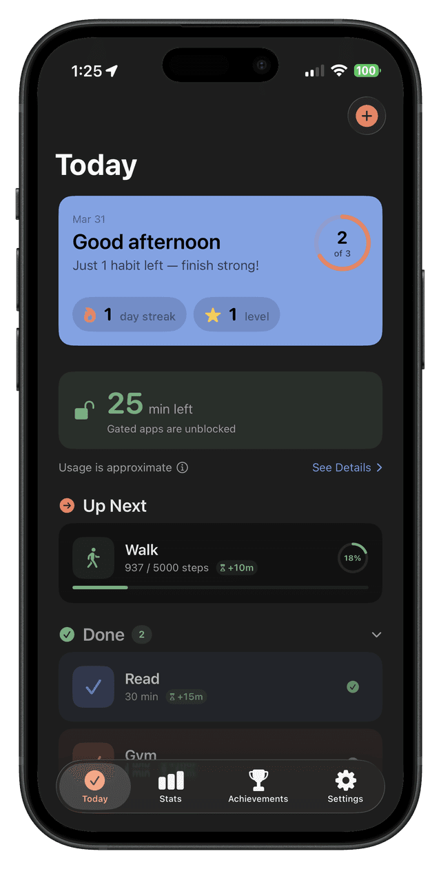 AnyHabit dark mode